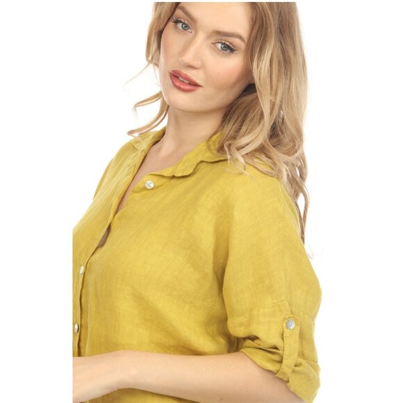 Mustard Button Up Collared Shirt - Picture 4 of 11